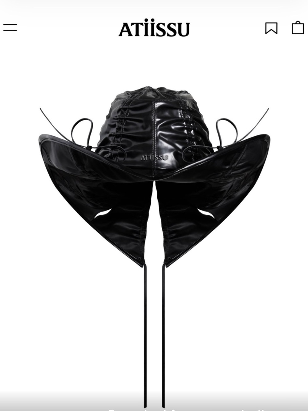 Black Patent Wide Brim Bucket Hat